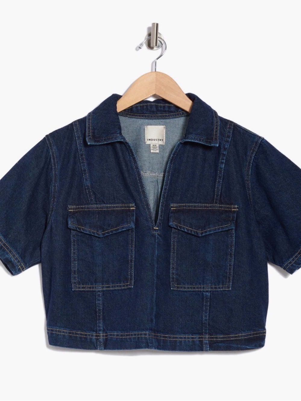 Industree Women's Dark Blue Denim Button-Down Shirt